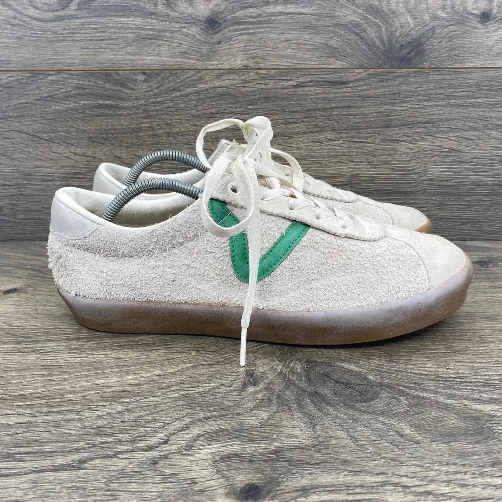 Vans Sport Sneakers Womens 8 Marshmallow Green Hairy Suede Gum Sole Low Top